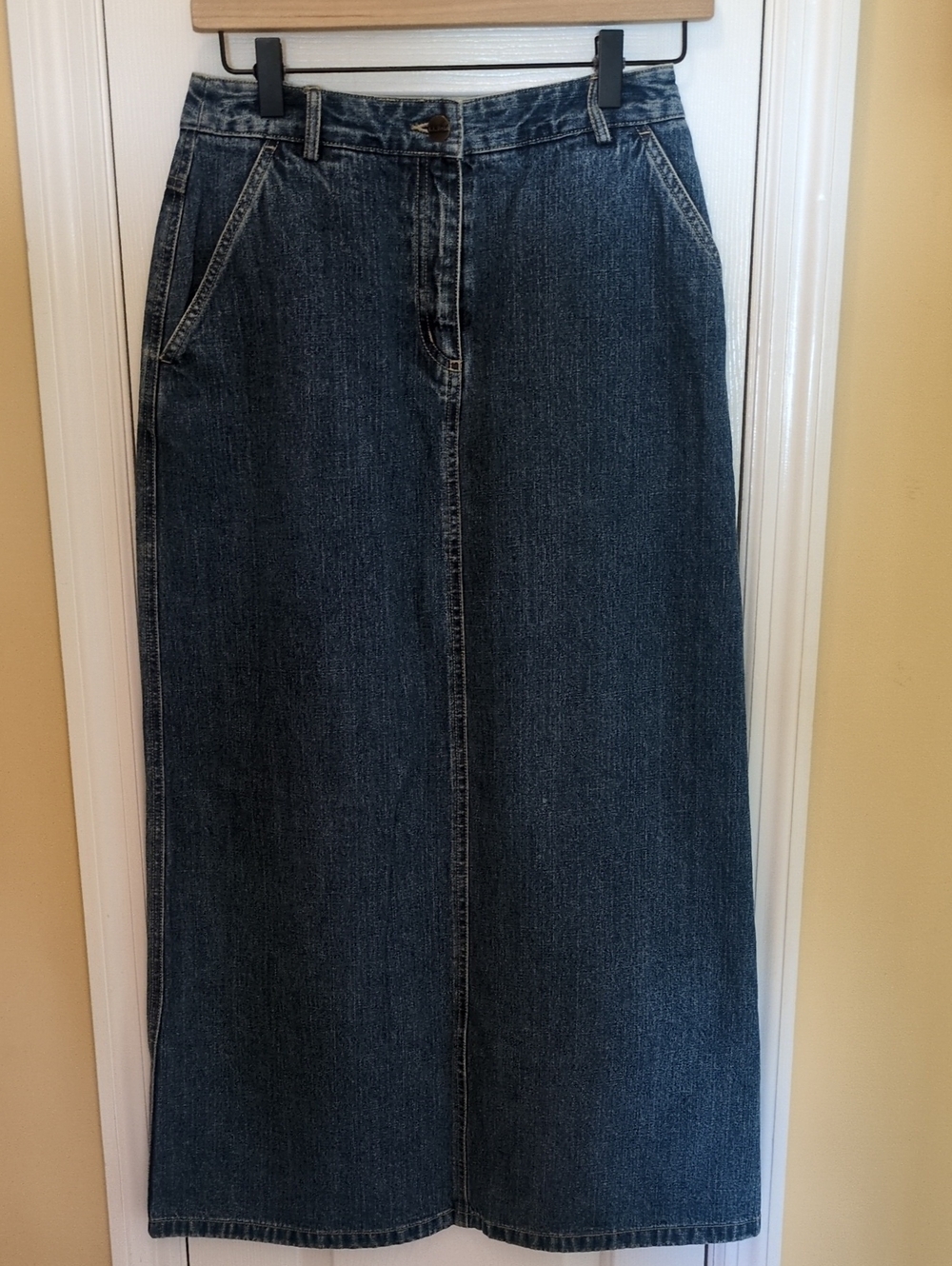 LLBean Classic Dark Blue Denim Maxi Skirt